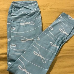 Lularoe teal bow unicorn leggings os